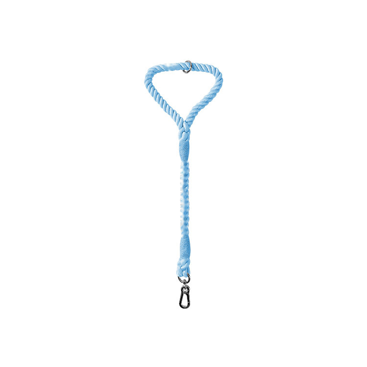 Twisted Rope Short Traffic Lead in Bold Colours - Sky Blue