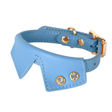 Tailored Collar Harness & Lead Set in Genuine Leather - Blue