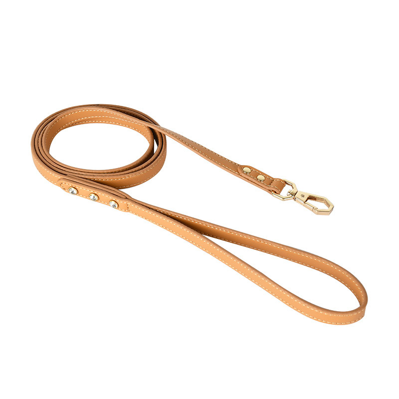 Tailored Lead Harness & Lead Set in Genuine Leather - Apricot