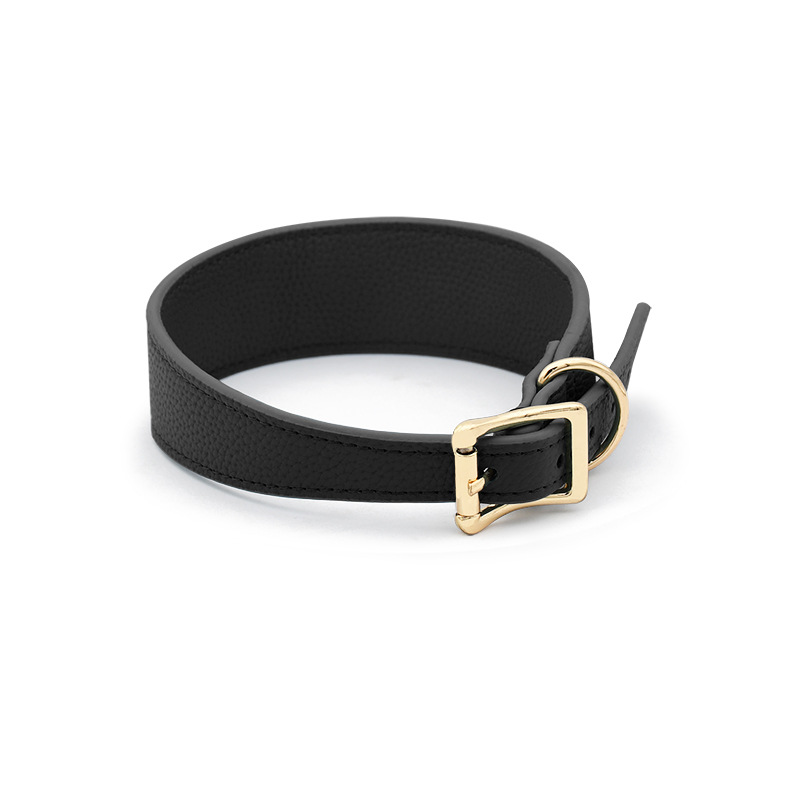 Deep Teal Wide Comfort Collar, Gold Tags - Black