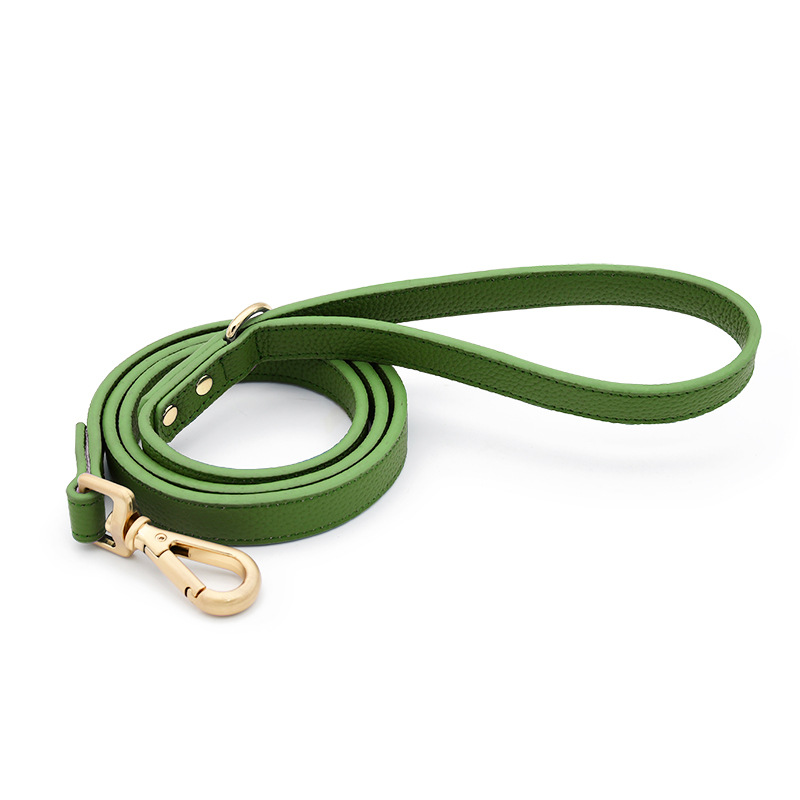 Deep Teal Wide Comfort Lead, Gold Tags - Green