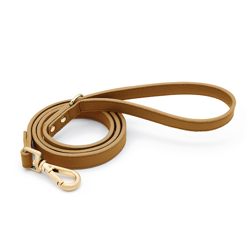 Deep Teal Wide Comfort Lead, Gold Tags - Tan