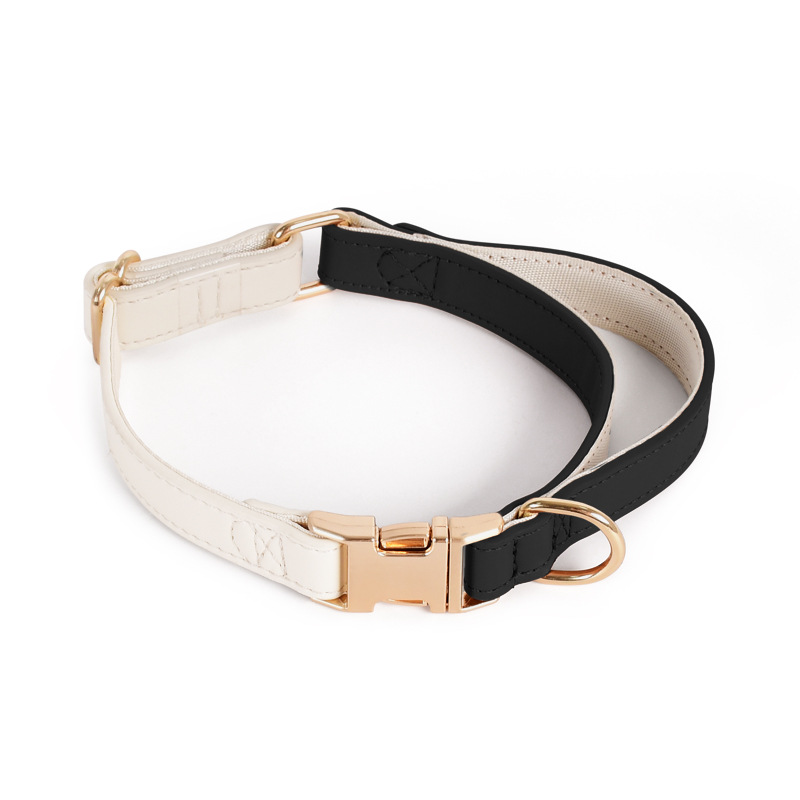 Black & Cream Panel Collar, Rose Gold Hardware - Black