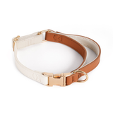 Black & Cream Panel Collar, Rose Gold Hardware - Tan