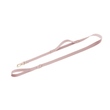 Twin-Handle Lead with Charm Tag in Tan Vegan Leather - Crystal Pink