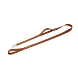 Twin-Handle Lead with Charm Tag in Tan Vegan Leather - Fawn