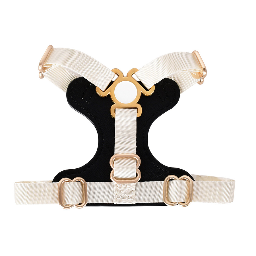Leather Harness in Apricot for Small Dogs - Black