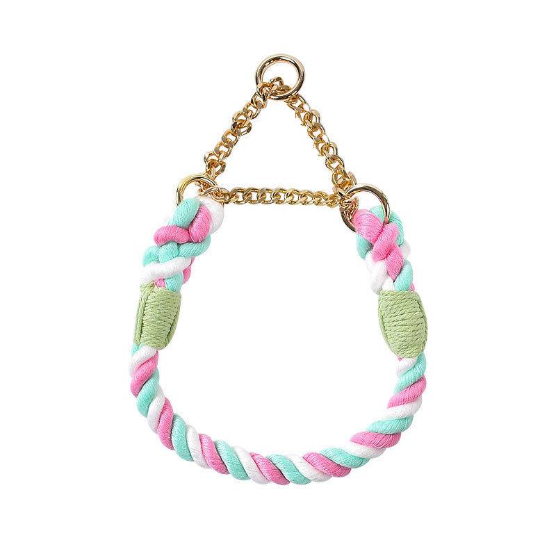 Sunset Gradient Braided Rope Collar - Cherry Blossom