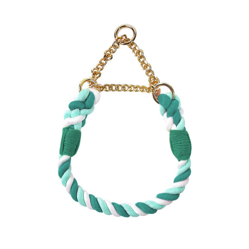 Sunset Gradient Braided Rope Collar - Fern Green