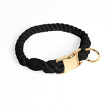Prism Hand-Braided Rope Collar, Metal Buckle - Black