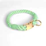 Prism Hand-Braided Rope Collar, Metal Buckle - Mint
