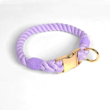 Prism Hand-Braided Rope Collar, Metal Buckle - Violet