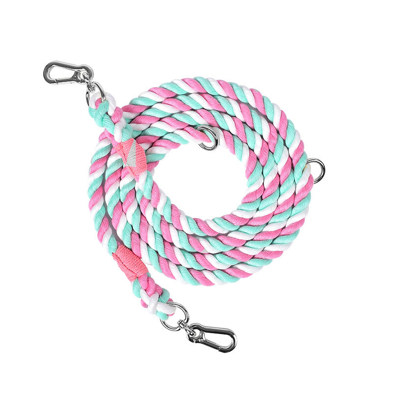 Pastel Braided Cotton Multi-Length Running Lead - Cherry Blossom