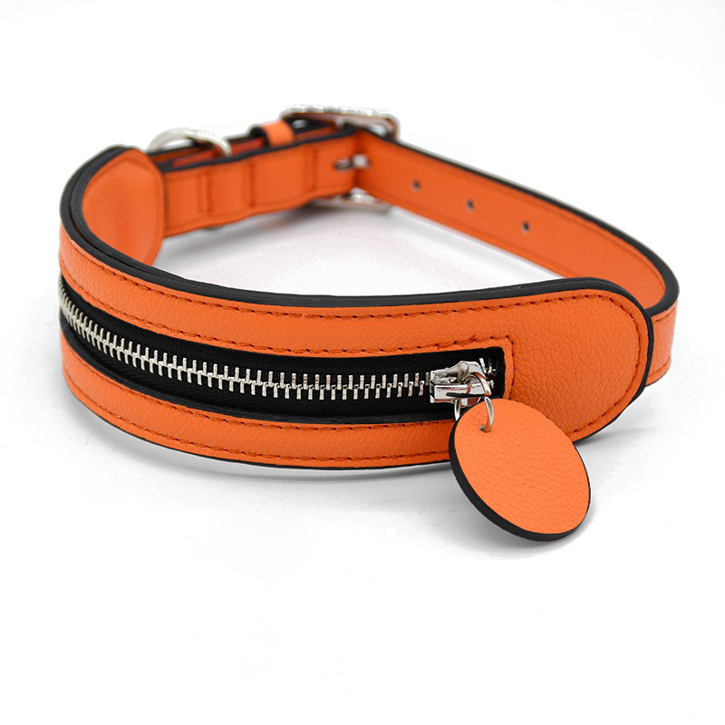 Zip Pocket Collar in Bright Orange - Orange
