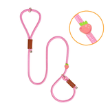 Sky Blue Round Rope Slip Lead - Princess Pink Strawberry