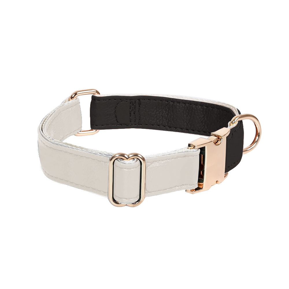 Two-Tone Vegan Leather Walk Set with Multi-Way Collar - Black