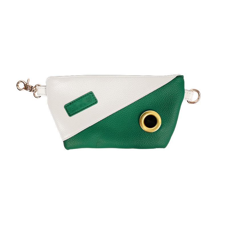 Two-Tone Vegan Leather Walk Set with Multi-Way Storage Pouch - Green