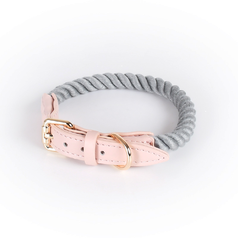 Berry Swirl Rope Collar, Pink Trim - Charcoal