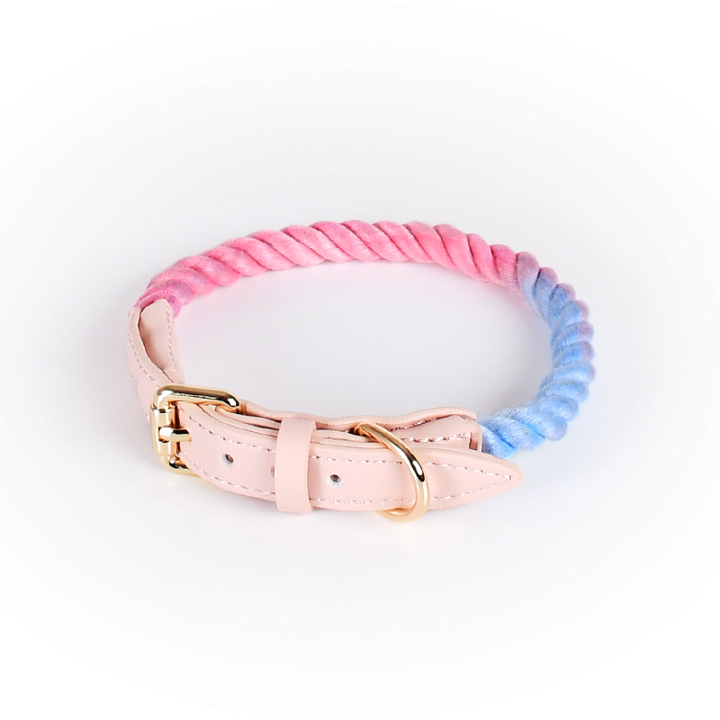 Berry Swirl Rope Collar, Pink Trim - Macaron