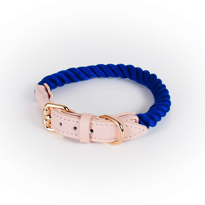 Berry Swirl Rope Collar, Pink Trim - Navy