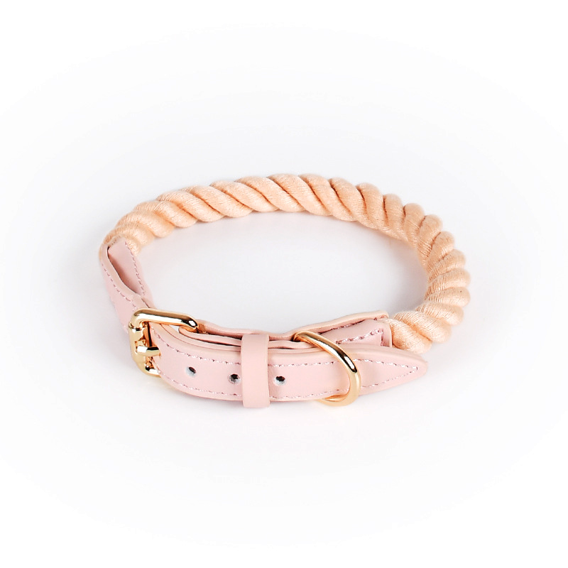 Berry Swirl Rope Collar, Pink Trim - Powder Pink