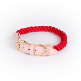 Berry Swirl Rope Collar, Pink Trim - Red
