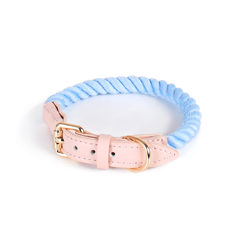 Berry Swirl Rope Collar, Pink Trim - Sky Blue