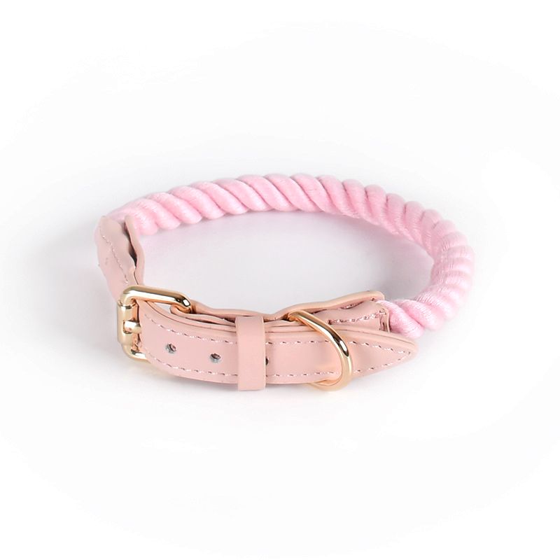 Berry Swirl Rope Collar, Pink Trim - Soft Pink