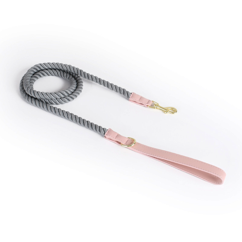 Berry Swirl Rope Lead, Pink Trim - Charcoal