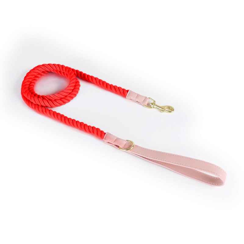 Berry Swirl Rope Lead, Pink Trim - Red