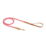 Pine Green Braided Lead with Round Tag, Vegan Suede - Dusty Pink