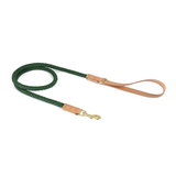 Pine Green Braided Lead with Round Tag, Vegan Suede - Forest