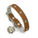 Sparkle Stud Collar with Engravable Tag - Tan