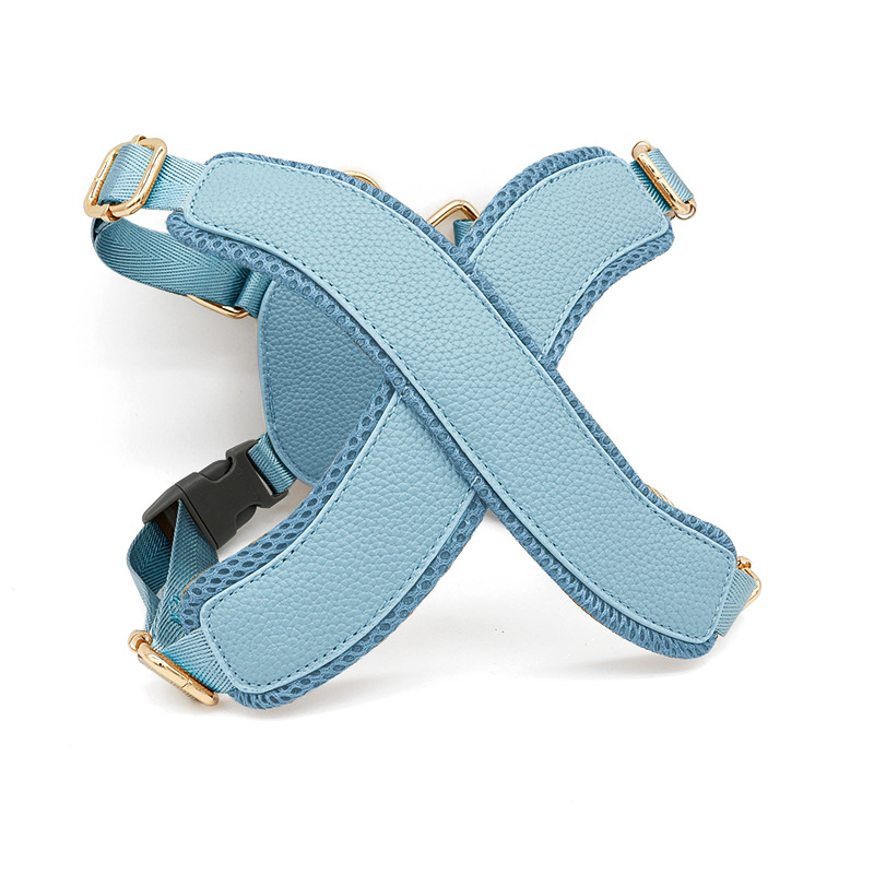 Crossover Harness & Lead Set with Mesh-Padded Handle - Blue