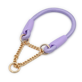 Powder Blue Rope Lead with Chain Martingale - Lilac