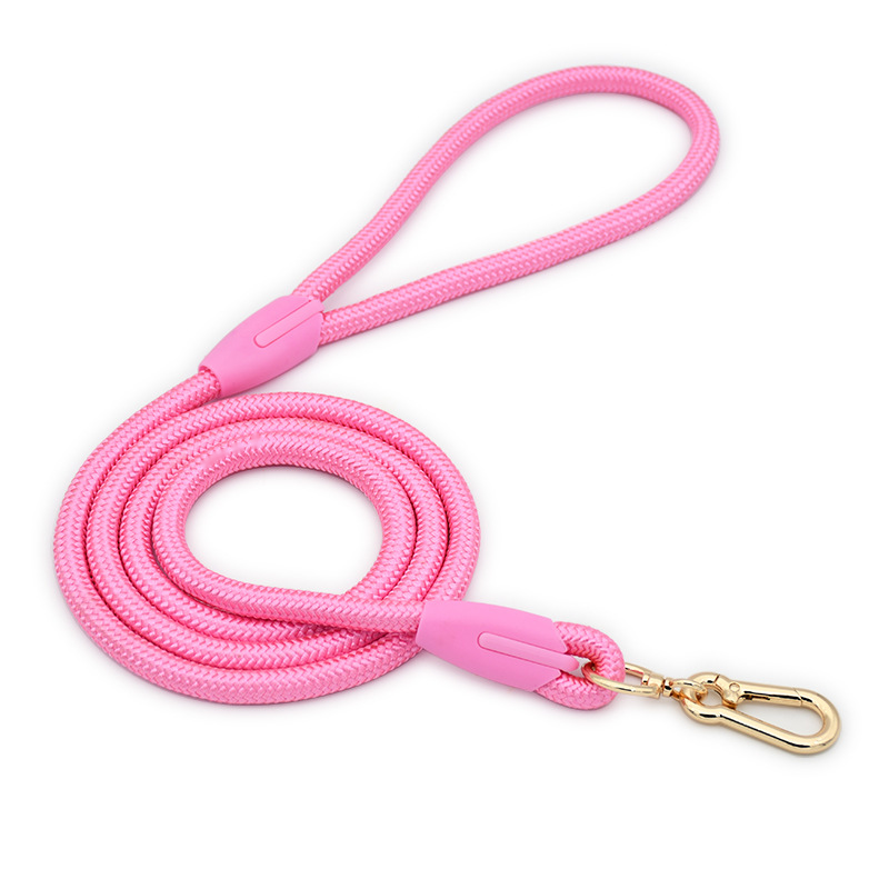 Powder Blue Rope Lead with Chain Martingale - Rope Blush Pink