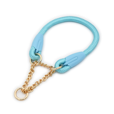 Powder Blue Rope Lead with Chain Martingale - Sapphire
