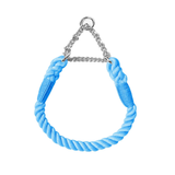 Rainbow Rope Martingale Collar with Chain - Azure