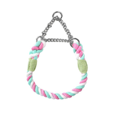 Rainbow Rope Martingale Collar with Chain - Cherry Blossom