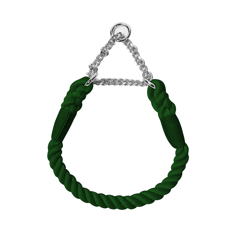 Rainbow Rope Martingale Collar with Chain - Forest