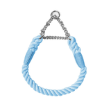 Rainbow Rope Martingale Collar with Chain - Sky Blue