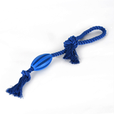 Silicone Treat Ball Rope Tug Toy with Chew Ridges - Deep Blue