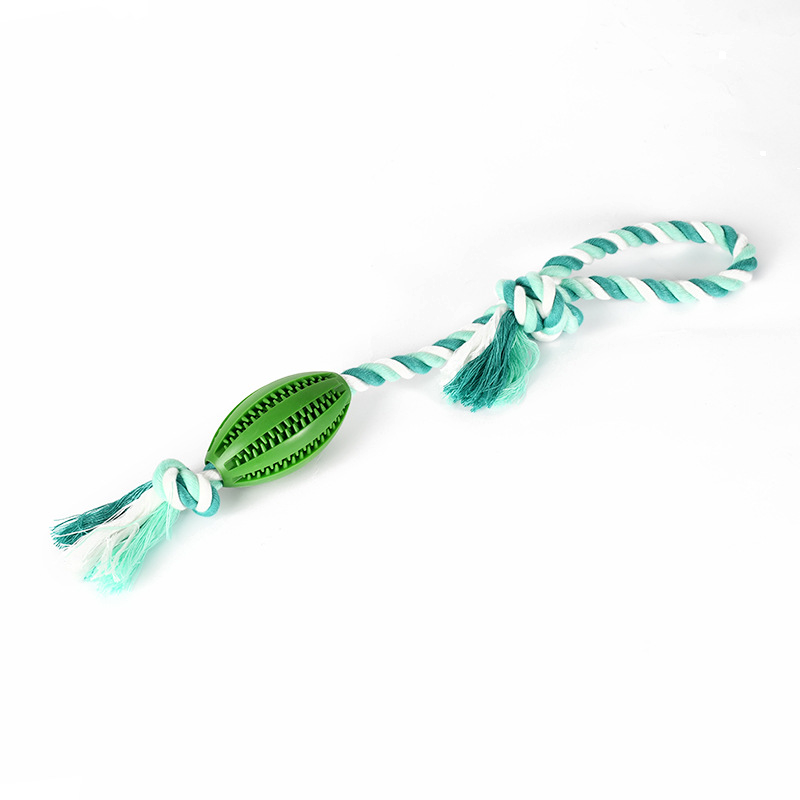 Silicone Treat Ball Rope Tug Toy with Chew Ridges - Fern Green
