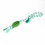 Silicone Treat Ball Rope Tug Toy with Chew Ridges - Fern Green