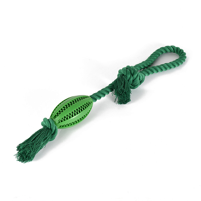 Silicone Treat Ball Rope Tug Toy with Chew Ridges