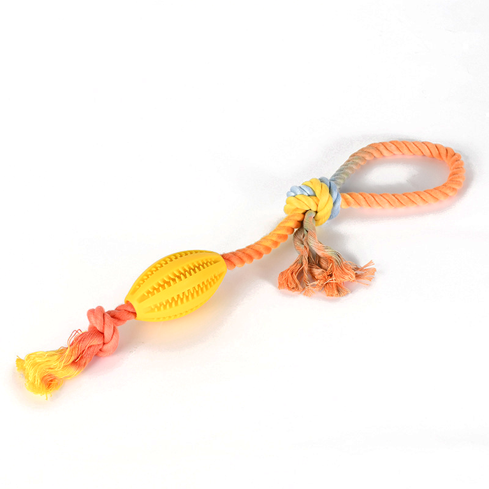 Silicone Treat Ball Rope Tug Toy with Chew Ridges