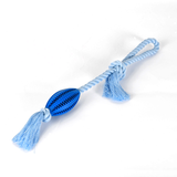 Silicone Treat Ball Rope Tug Toy with Chew Ridges - Sky Blue