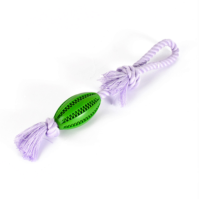 Silicone Treat Ball Rope Tug Toy with Chew Ridges - Violet
