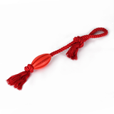 Silicone Treat Ball Rope Tug Toy with Chew Ridges - Wine