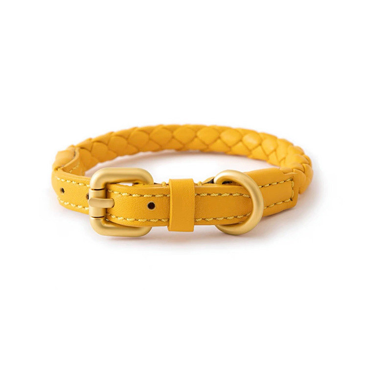 Sunflower Round-Braid Collar, Vegan Leather - Sunlight Yellow